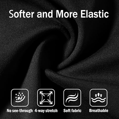 Tela negra suave y elástica con características resaltadas.