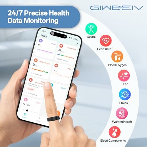 Aplicación de monitoreo de salud en un teléfono móvil.