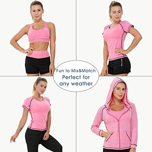 Conjunto deportivo rosa para mujer en diferentes estilos.