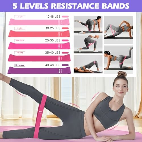 Guía de ejercicios con bandas de resistencia de cinco niveles